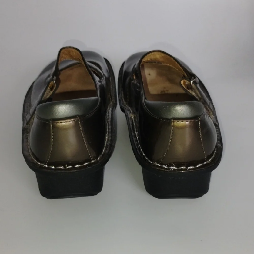 Alegria By PG Lite Metallic Mary Jane Shoes Moccasin Stitching Slip-On 37 - Picture 6 of 11